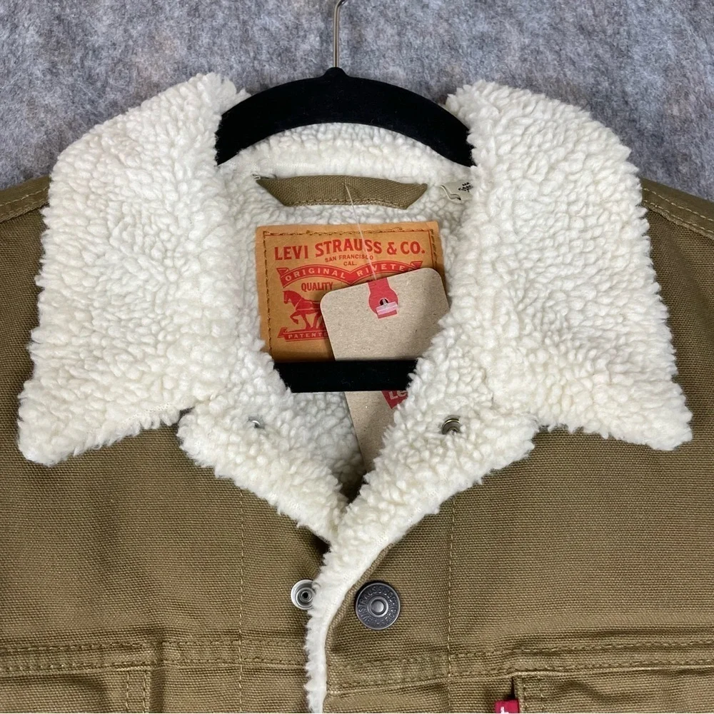 Levi’s Iconic Cozy Durable Warm Canvas Sherpa Lined Trucker Jacket - NWT - Sz S